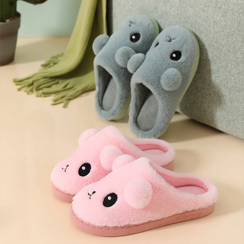 Kawaii Thick-Sole Plush Slippers