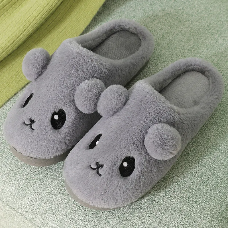 Kawaii Thick-Sole Plush Slippers