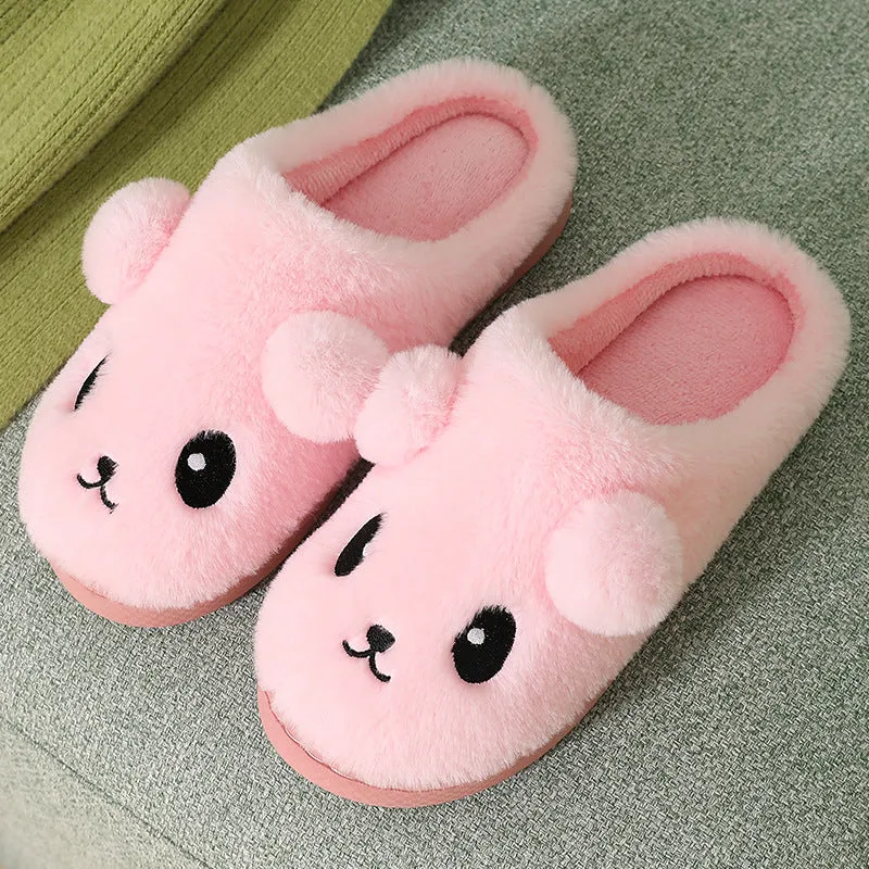 Kawaii Thick-Sole Plush Slippers