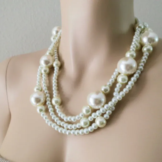 Large Pearl Statement Necklace, Hala