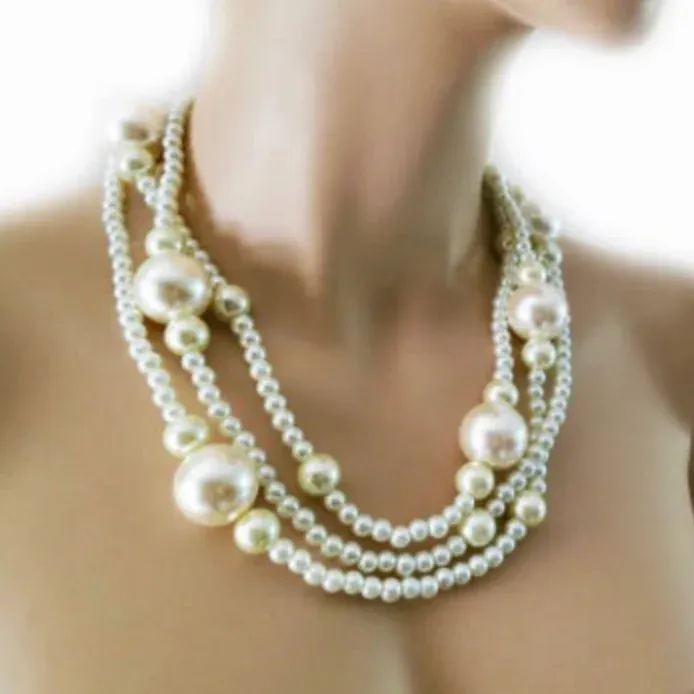 Large Pearl Statement Necklace, Hala