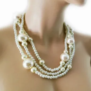 Large Pearl Statement Necklace, Hala