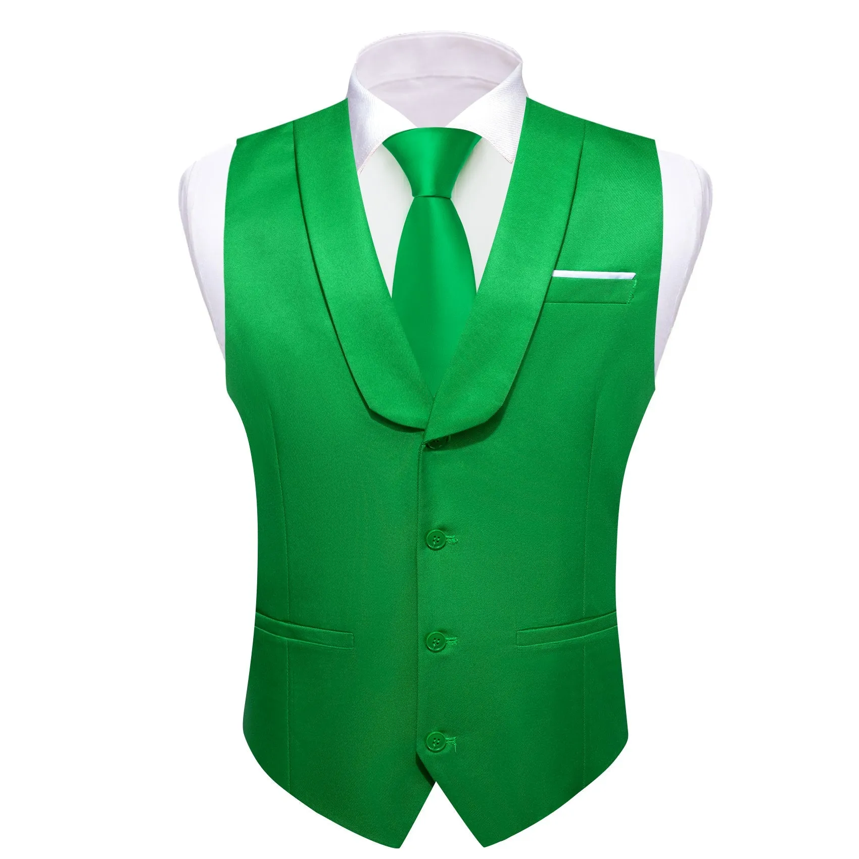 LimeGreen Solid Jacquard Men's Collar Vest