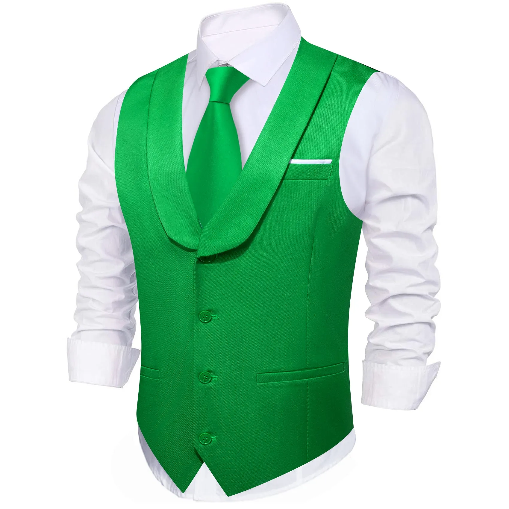 LimeGreen Solid Jacquard Men's Collar Vest