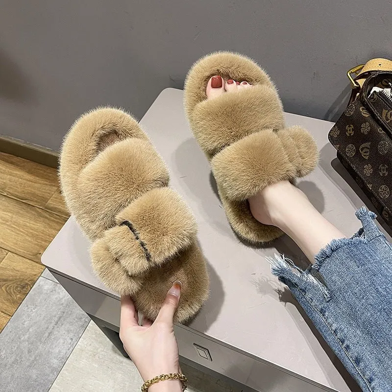 LovelyRLovely Women's Furry Slippers With Thick Bottom