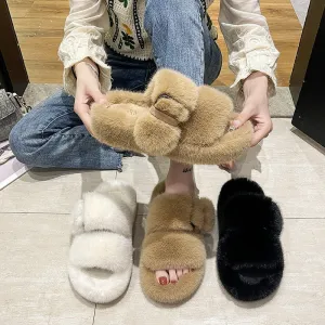 LovelyRLovely Women's Furry Slippers With Thick Bottom