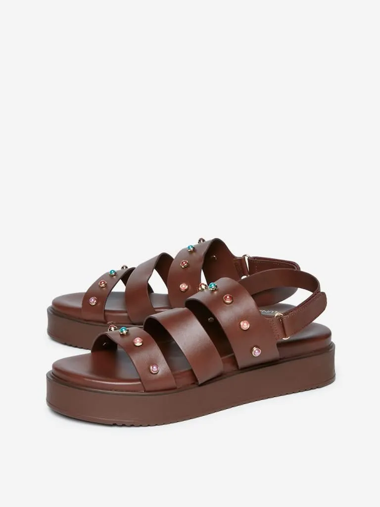 LUNA BLU Dark Brown Platform Heeled Sandals