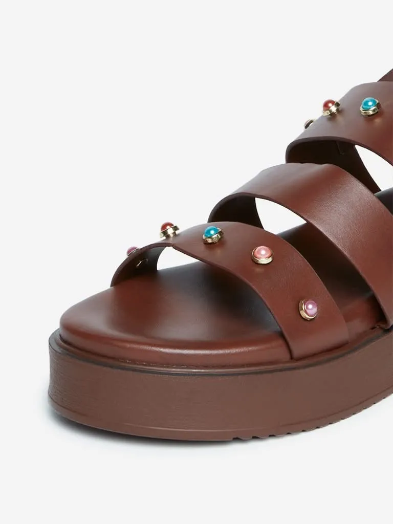 LUNA BLU Dark Brown Platform Heeled Sandals