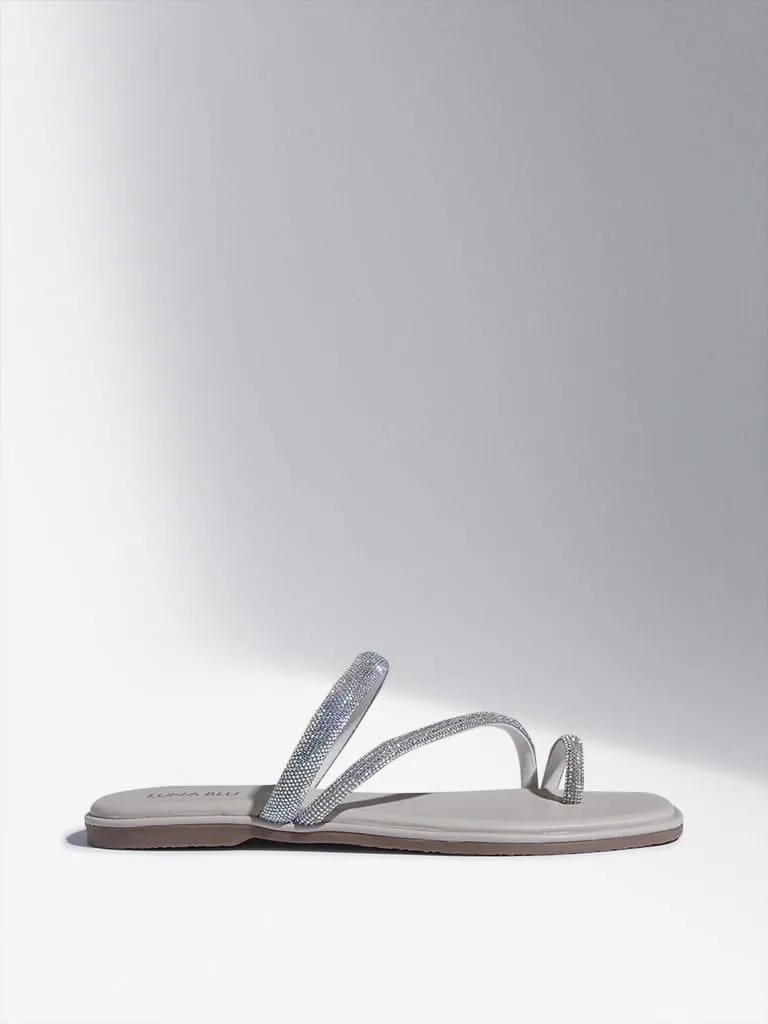 LUNA BLU Ivory Diamante Embellished Sandals