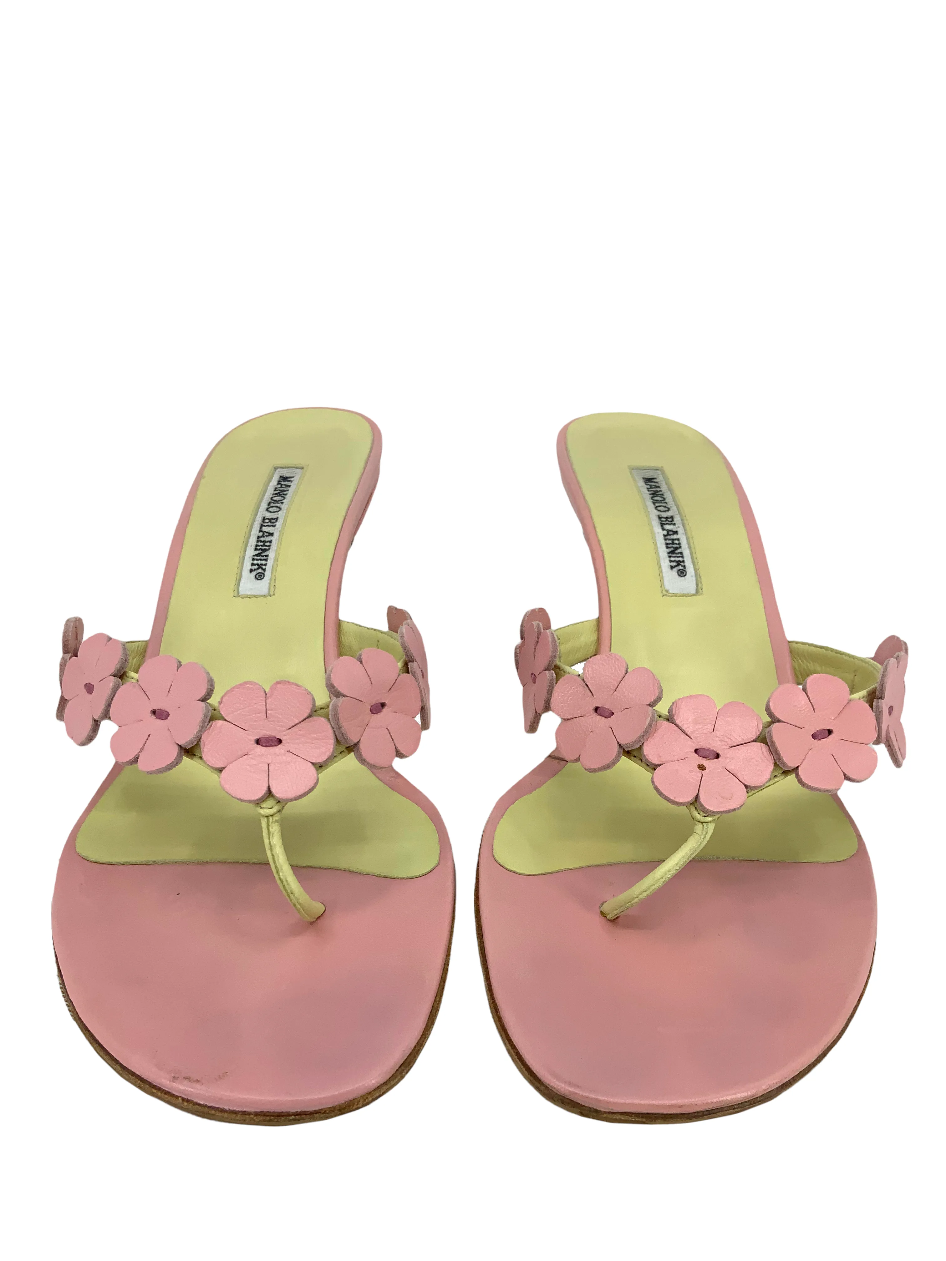 MANOLO BLAHNIK Flower Applique Thong Sandals Size 11