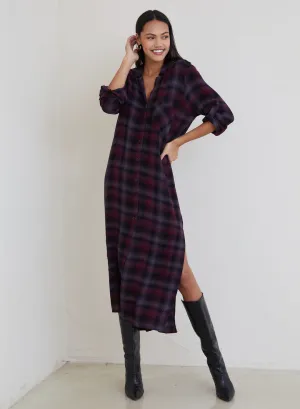 Mayfield Plaid Rolled Sleeve Duster Dress