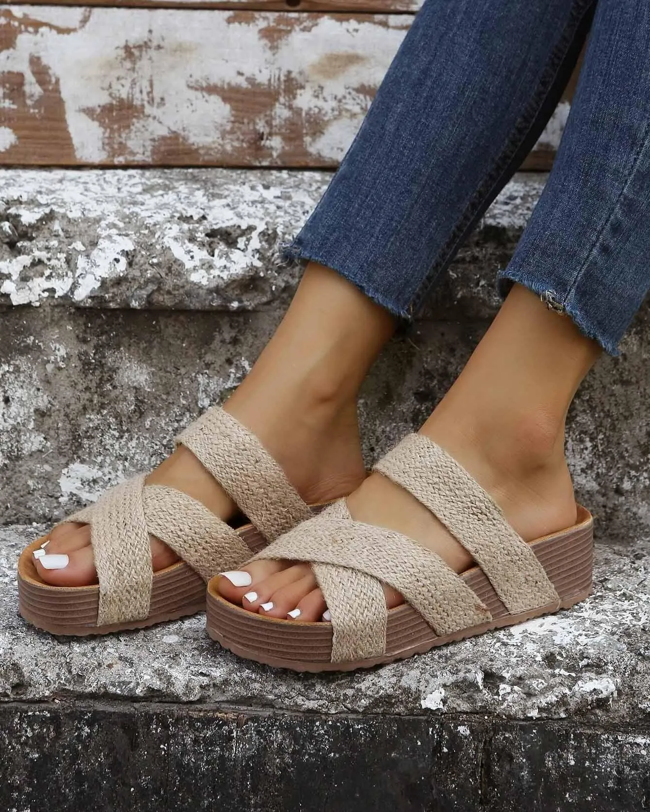 Melarey Thick Soled Woven Sandals