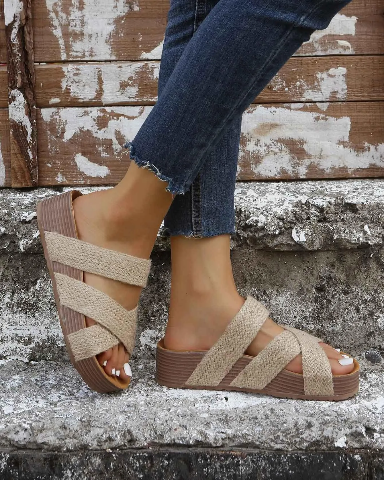 Melarey Thick Soled Woven Sandals