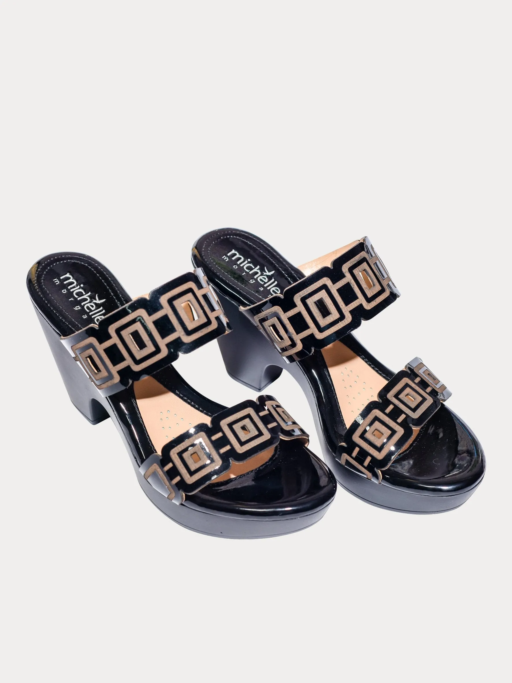 Michelle Morgan Chain Pattern Heeled Sandals