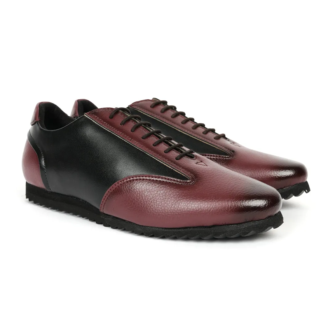 Monkstory Dual Colour Smart Sneakers - Burgundy & Black