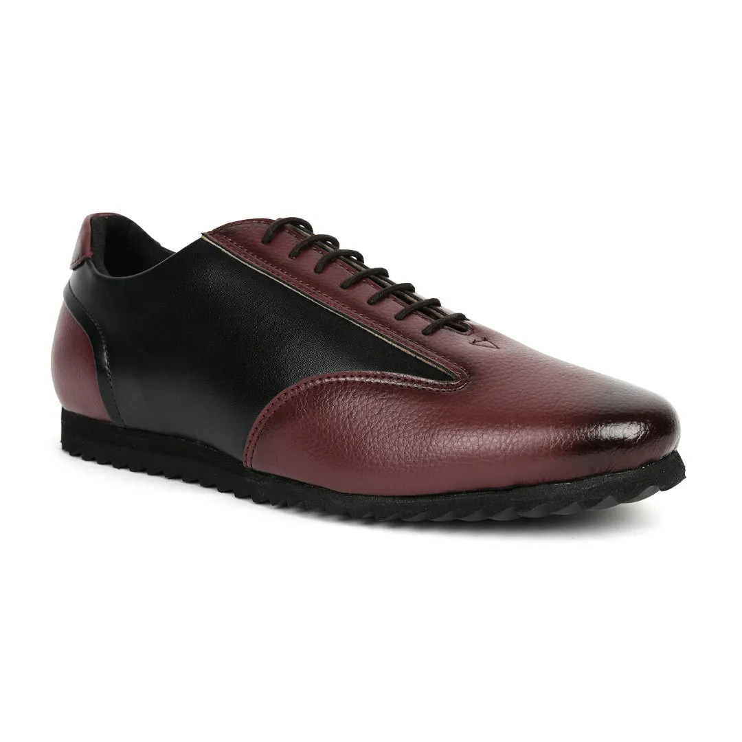 Monkstory Dual Colour Smart Sneakers - Burgundy & Black