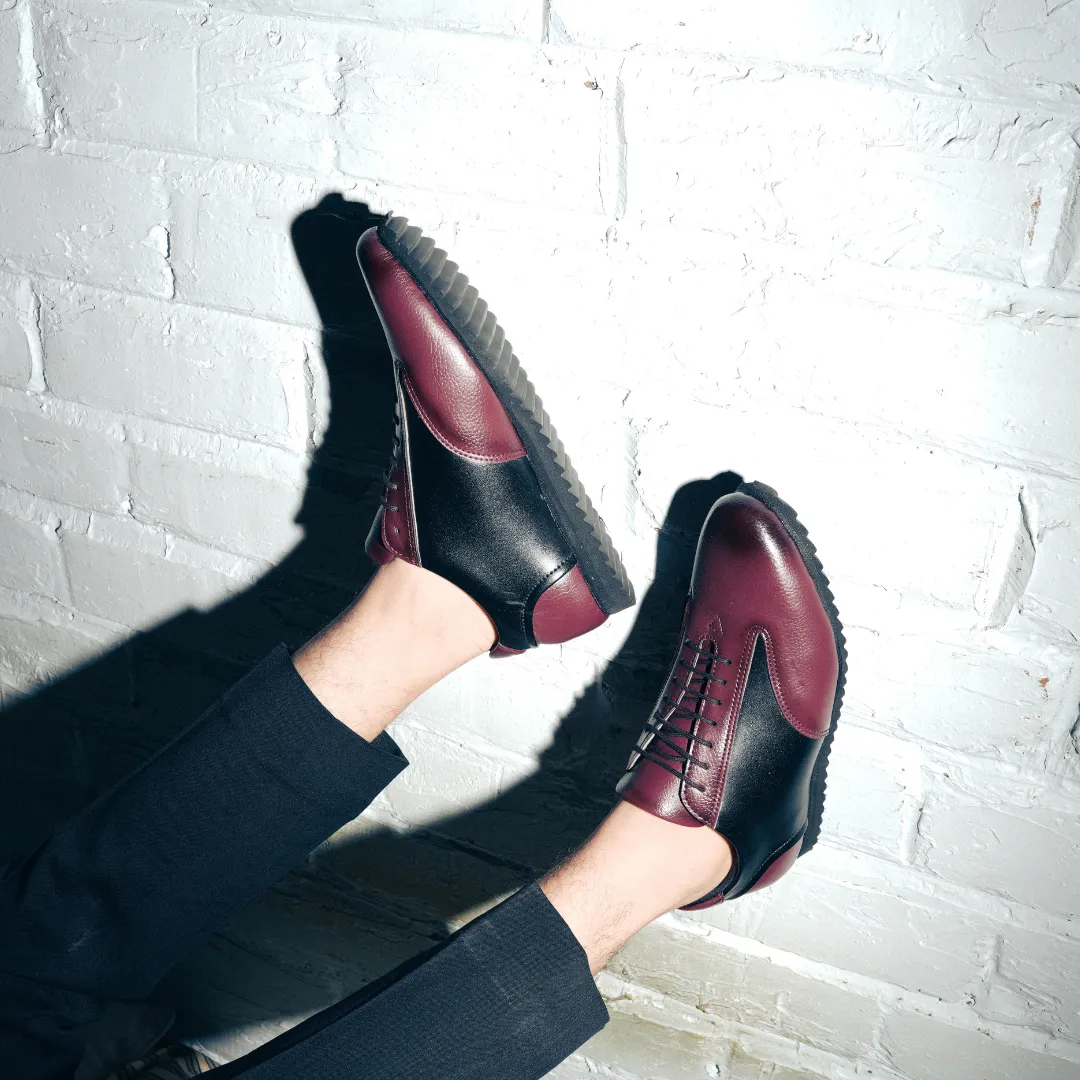 Monkstory Dual Colour Smart Sneakers - Burgundy & Black