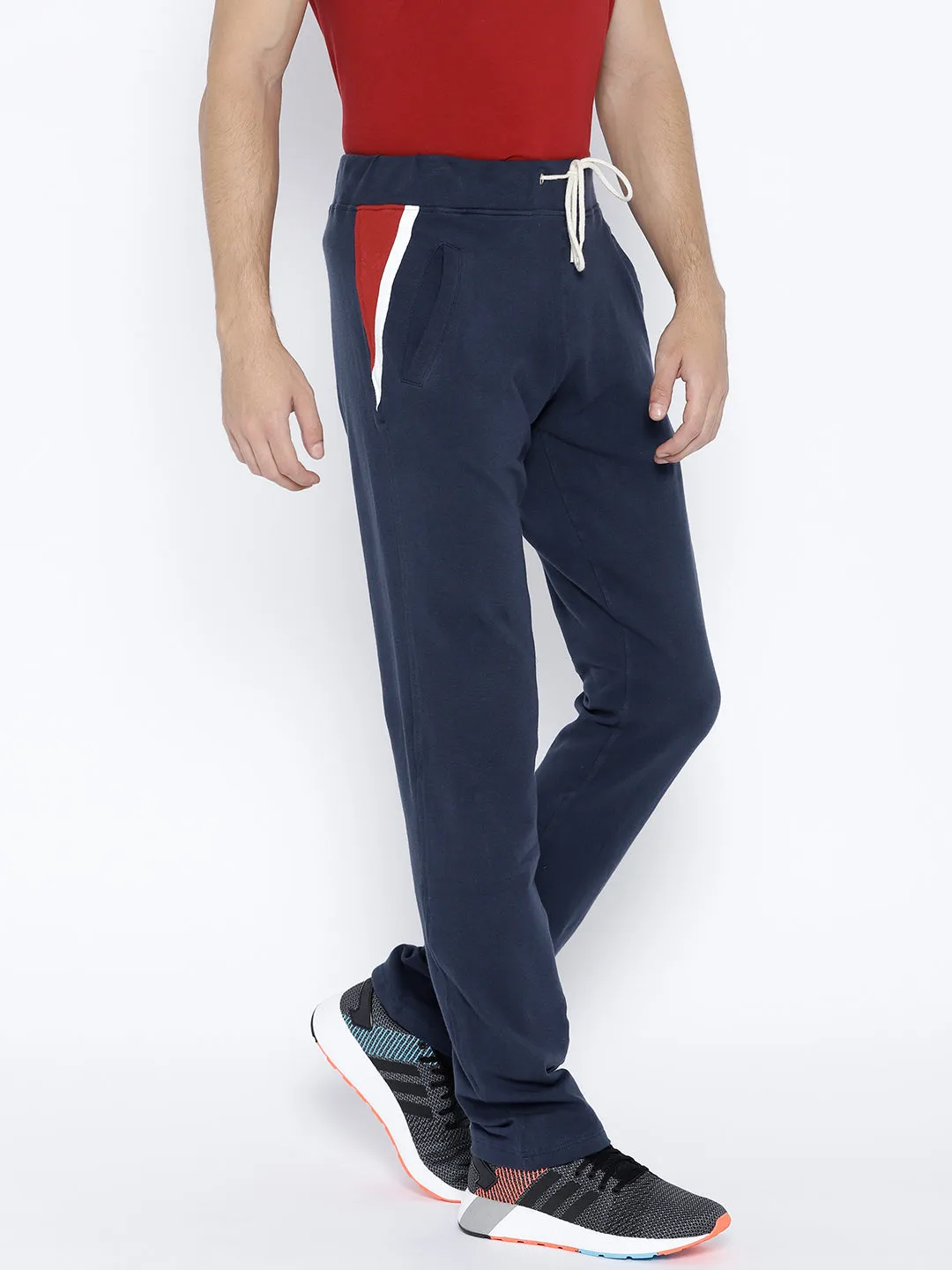 Navy Blue Solid Track Pants