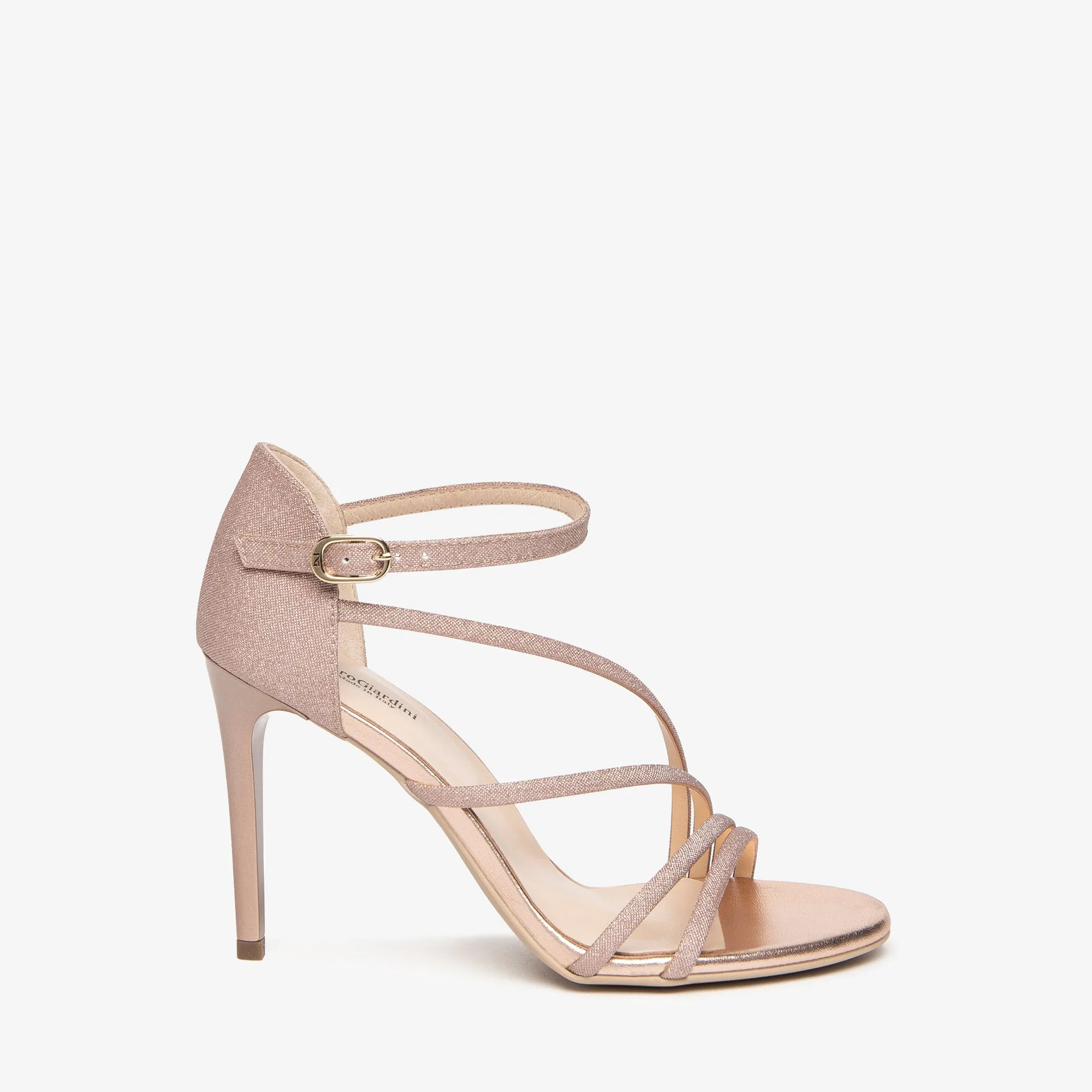 NeroGiardini Rose Gold Strappy Leather Sandals