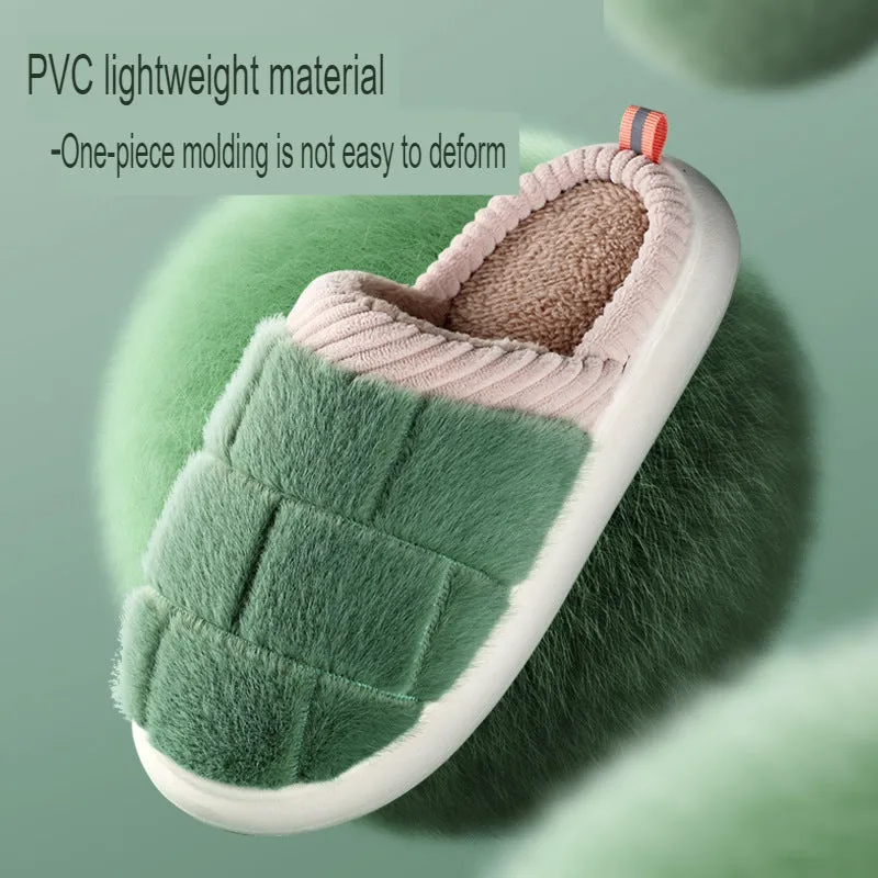 New Plus Velvet Cotton Slippers for Women Winter Indoor Couples Home Cotton Slippers Home Thick-Soled Anti-Slip Wool Slippers