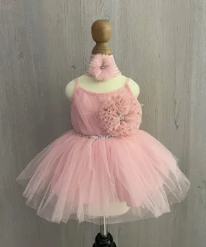 Peach Colored Frock for Party for Girls