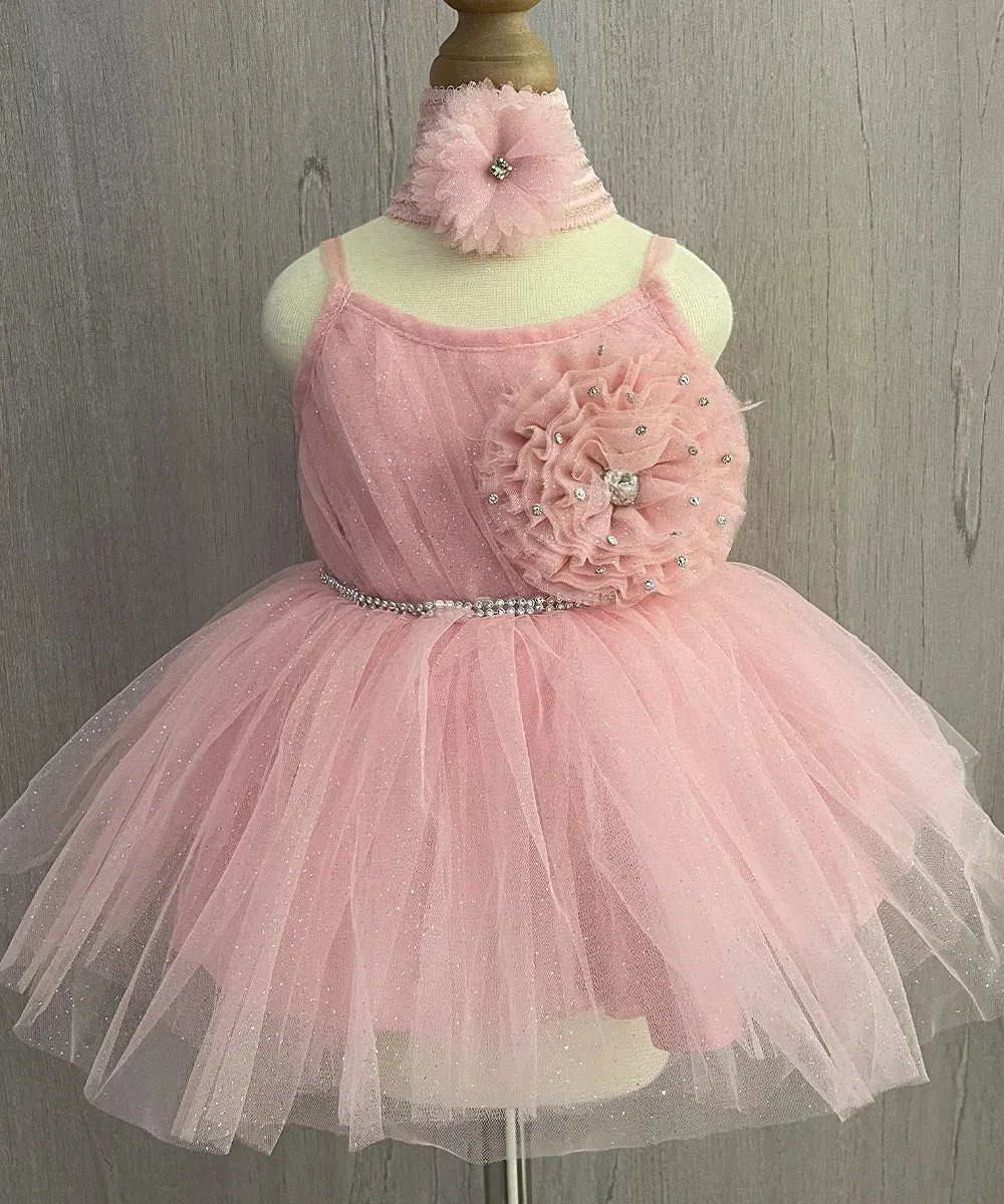 Peach Colored Frock for Party for Girls