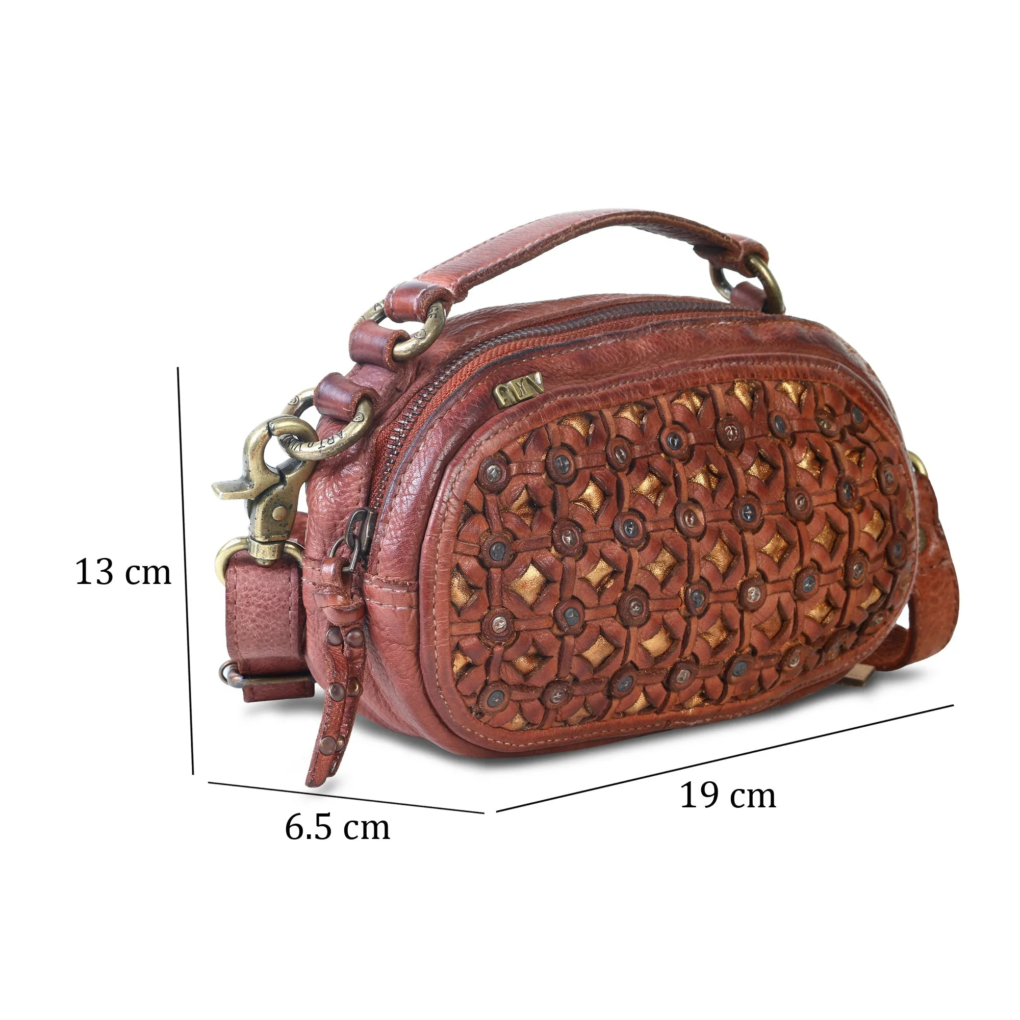 Pearl: Leather Studded Belt Bag And Crossbody