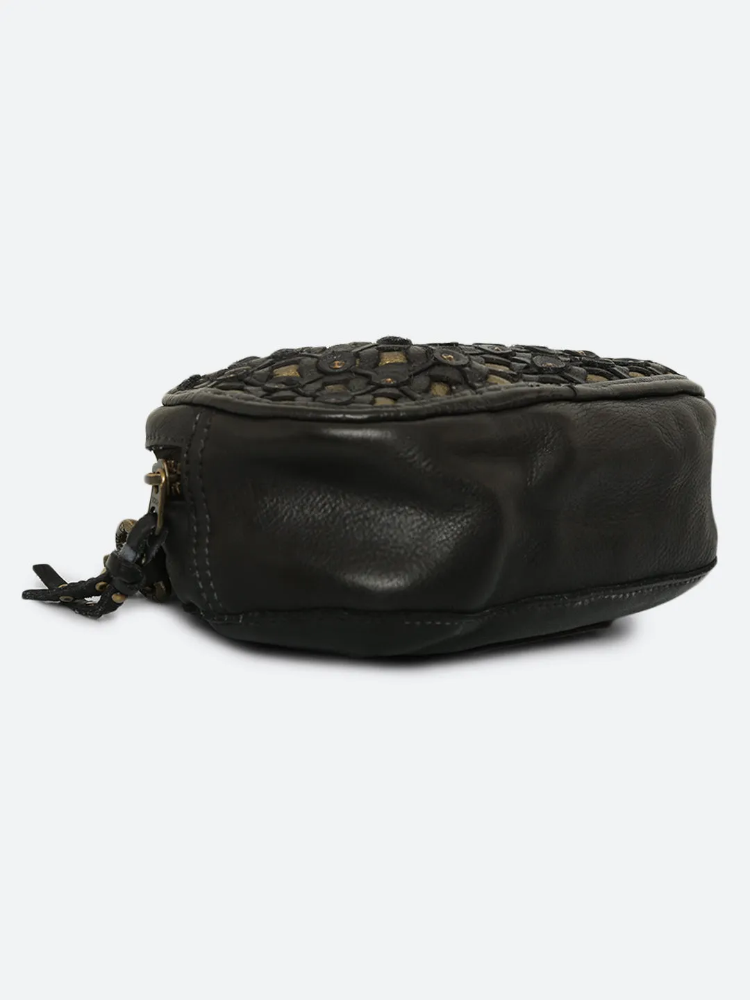 Pearl: Leather Studded Belt Bag And Crossbody