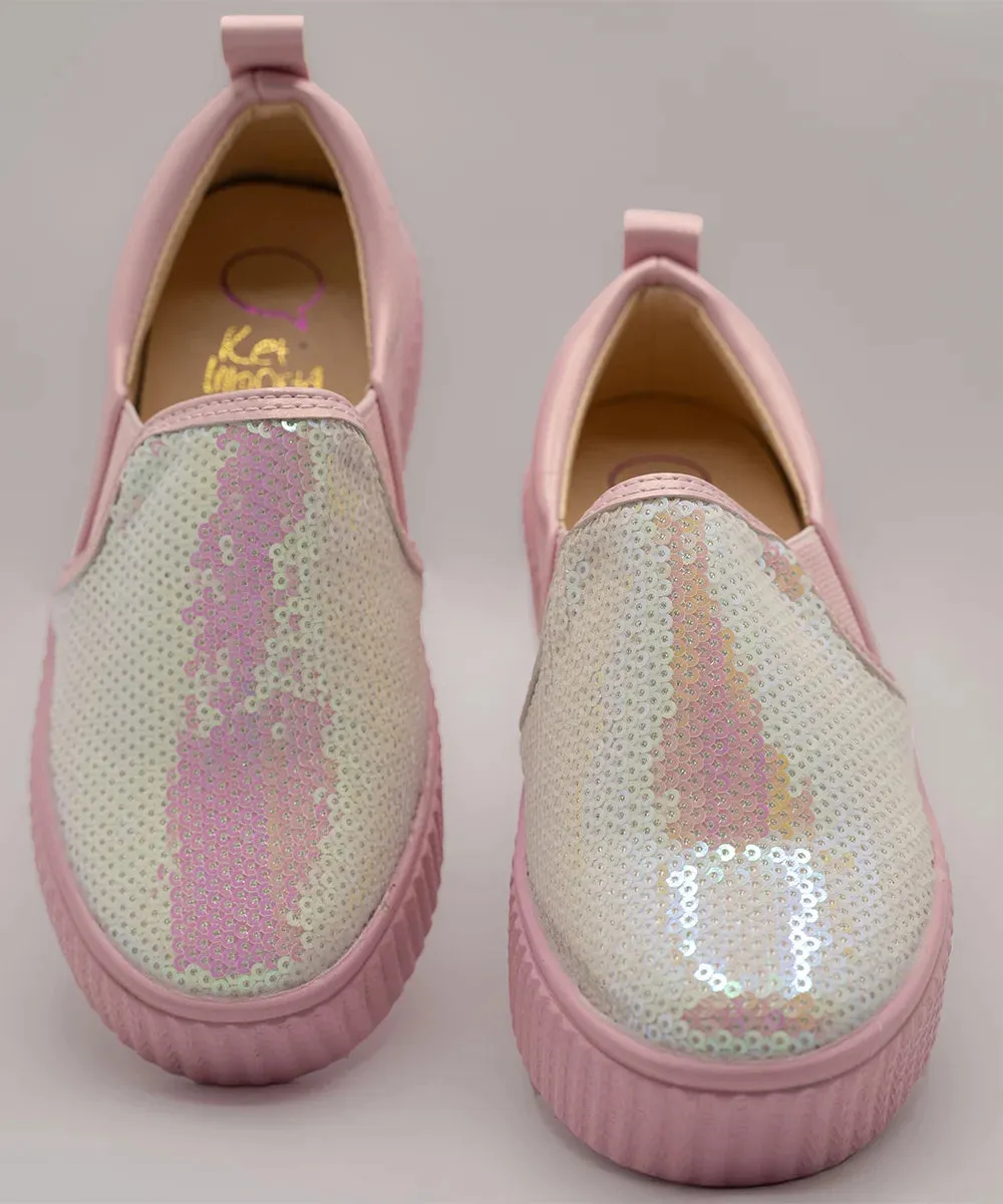 Pink Coloured Sequine Shoes for Party for Girls