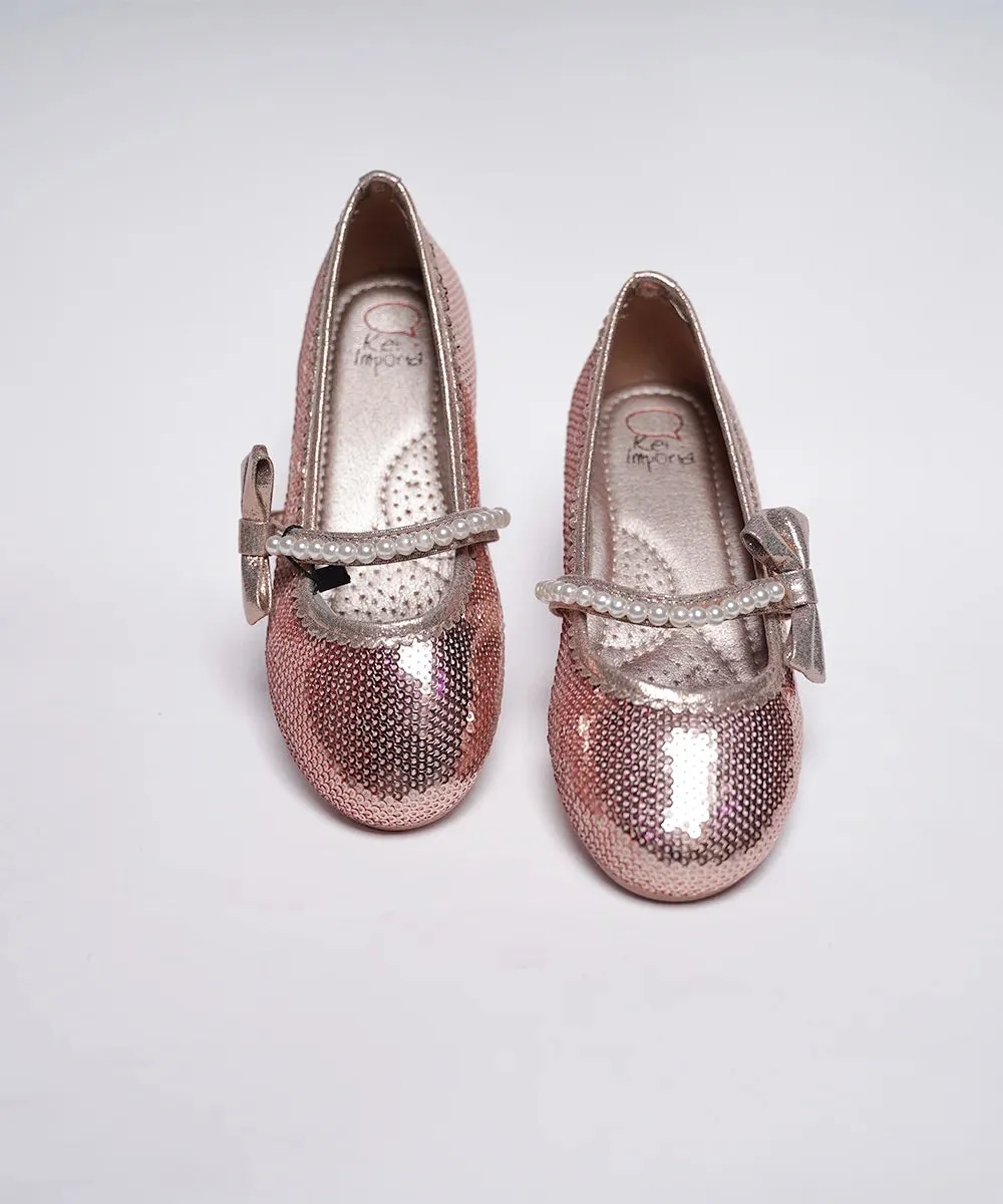 Rose-Gold Colored Party Sandals for Kid Girl