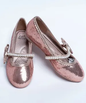 Rose-Gold Colored Party Sandals for Kid Girl