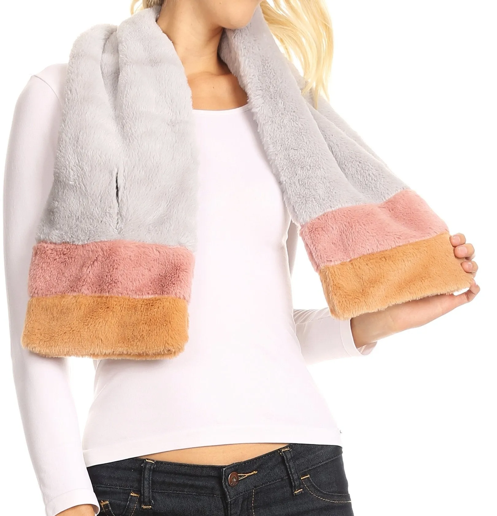 Sakkas Colette Faux Mink Warm Winter Soft Luxurious KeyHole Scarf