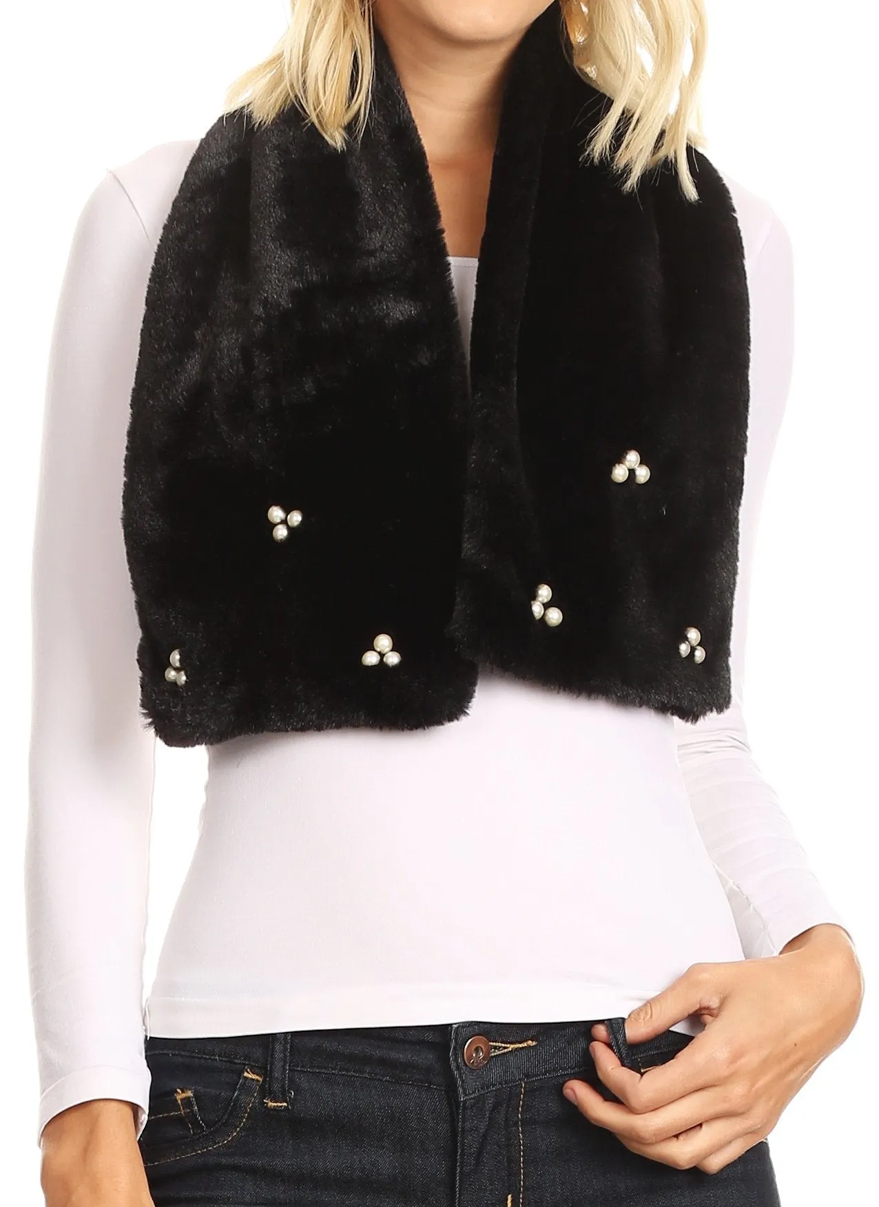 Sakkas Colette Faux Mink Warm Winter Soft Luxurious KeyHole Scarf