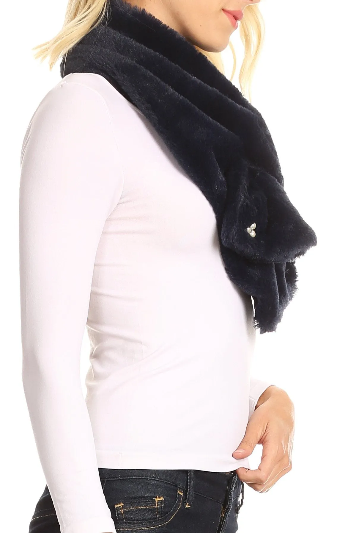 Sakkas Colette Faux Mink Warm Winter Soft Luxurious KeyHole Scarf