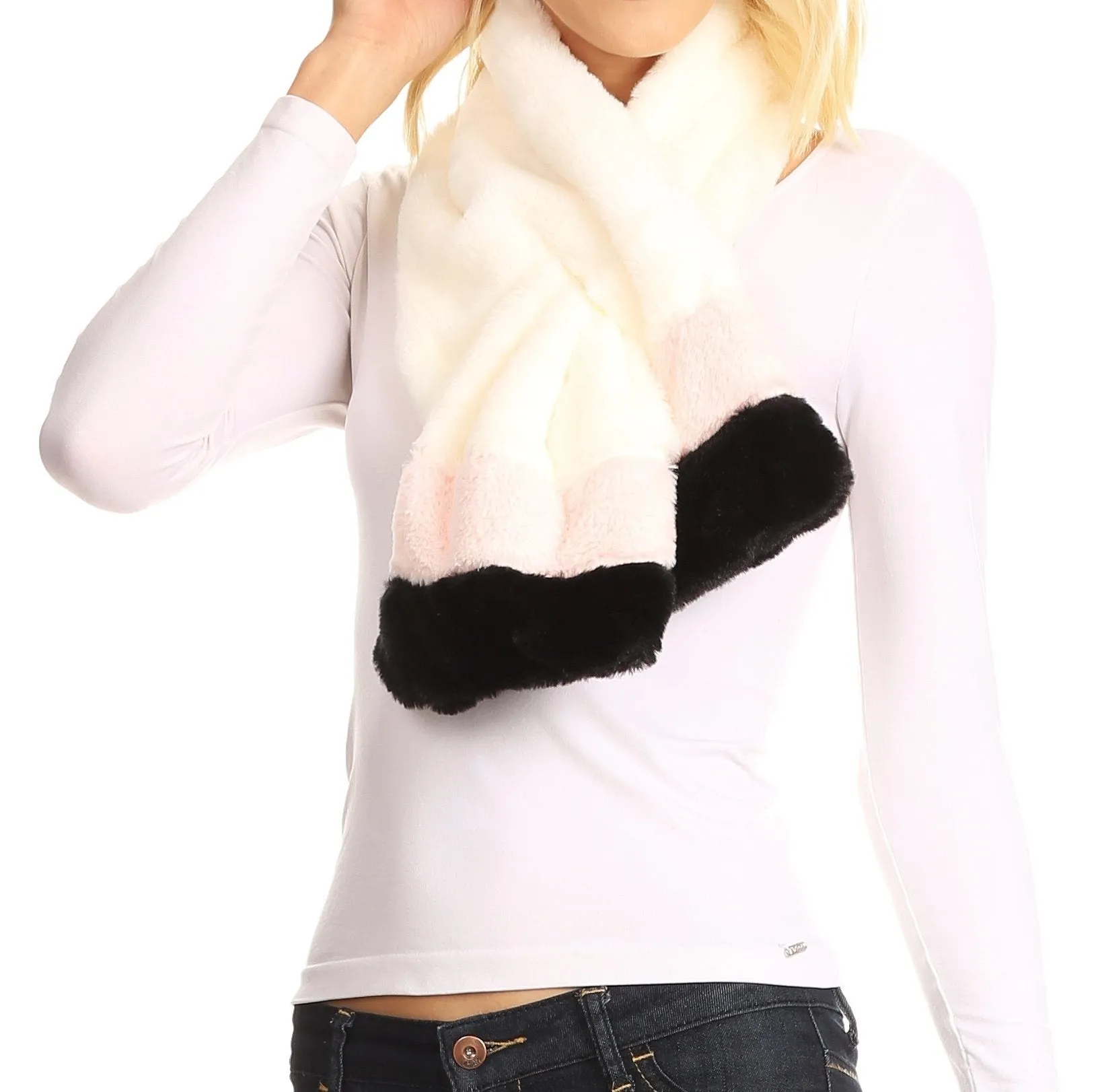 Sakkas Colette Faux Mink Warm Winter Soft Luxurious KeyHole Scarf