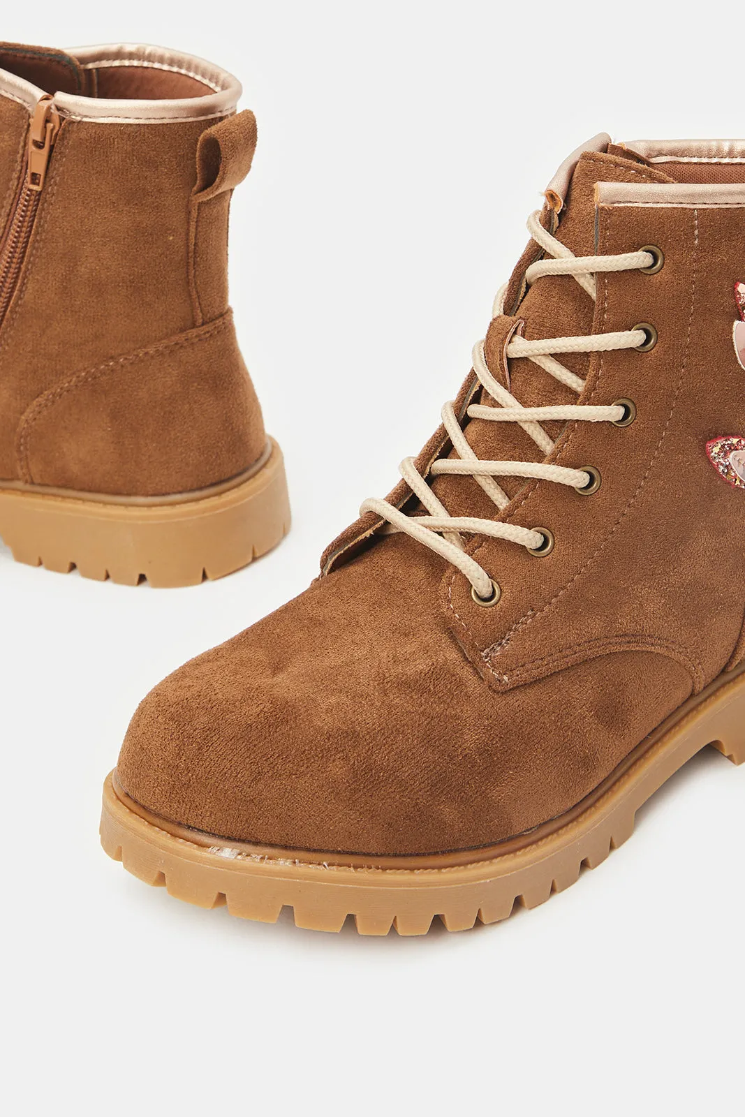 Senior Girls Brown Lace-Up Ankle Boots