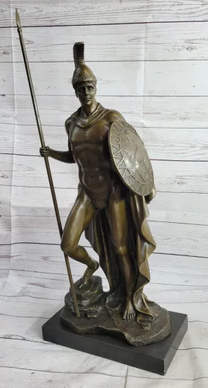 Signed Debut Roman Legion Soldier Warrior Bronze Marble Sculpture Statue Figure