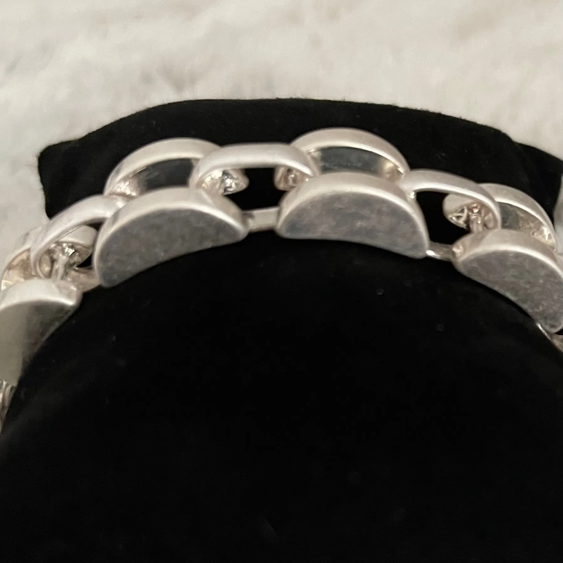 Silver Statement Brushed Matte Chain Link Chunky Bracelet