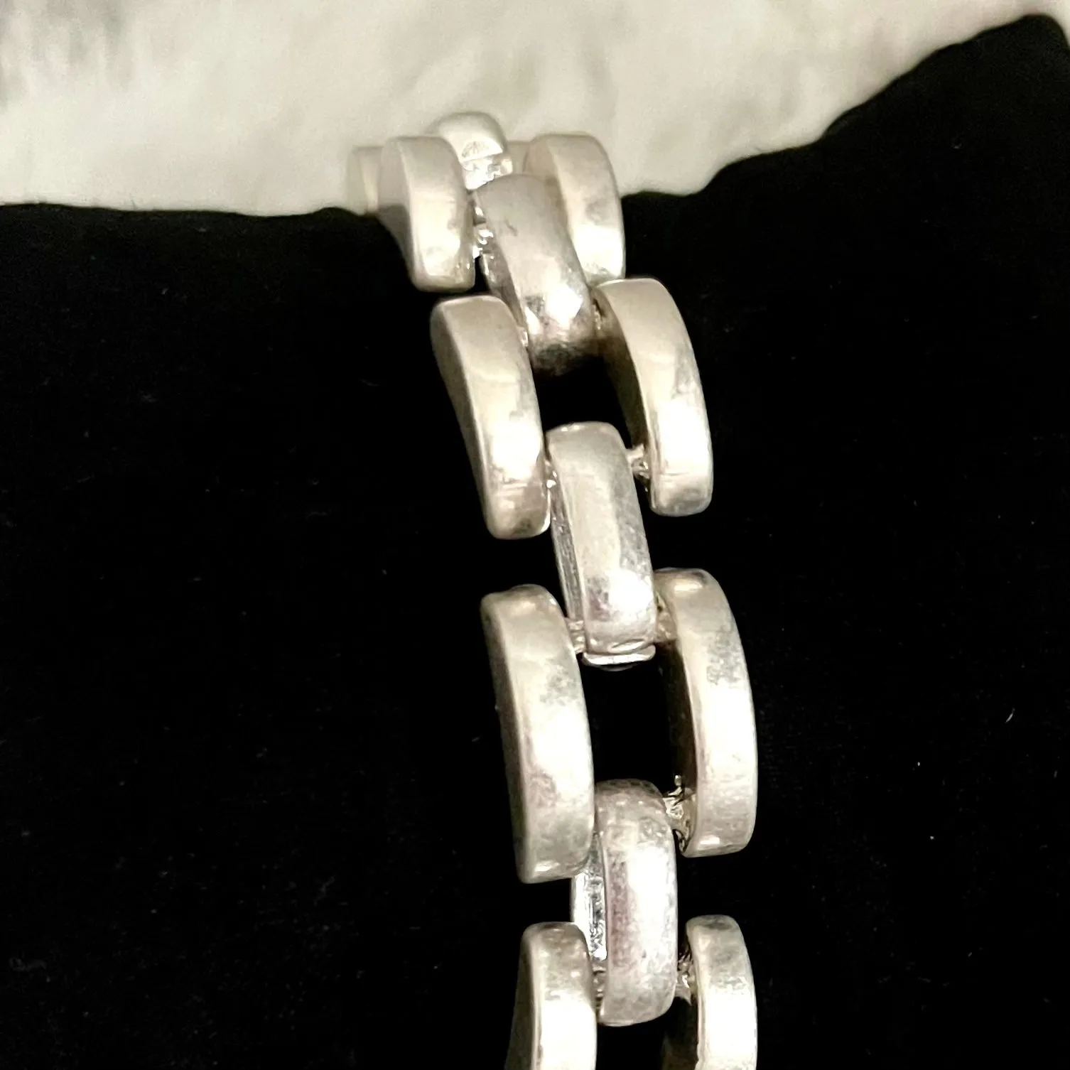 Silver Statement Brushed Matte Chain Link Chunky Bracelet