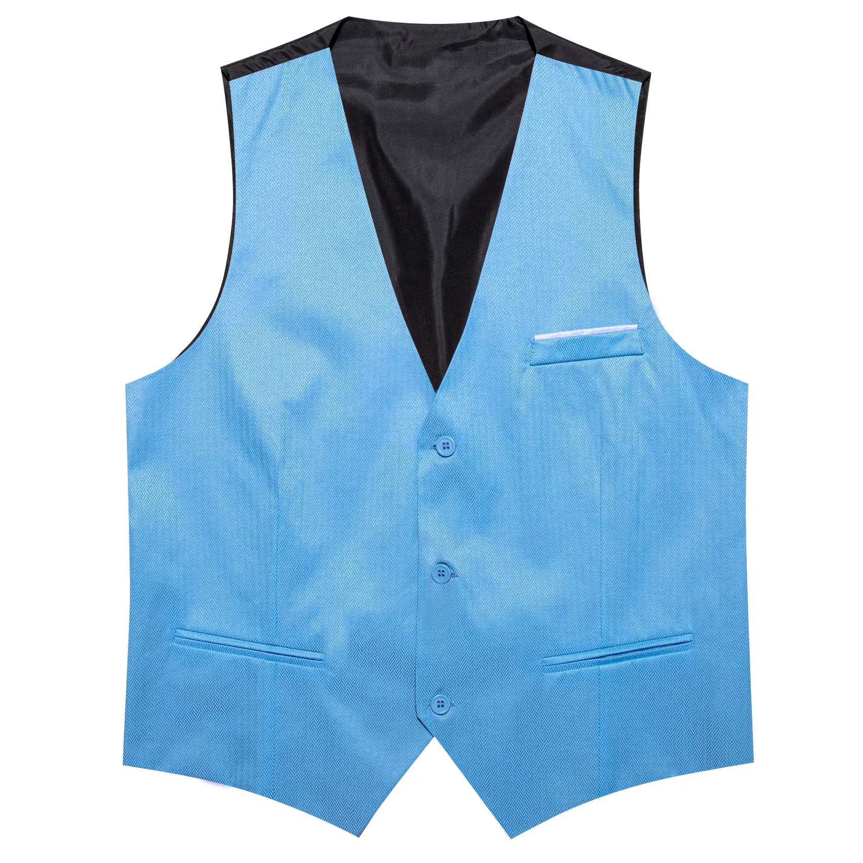 Sky Blue Solid Men's V-Neck Business Vest