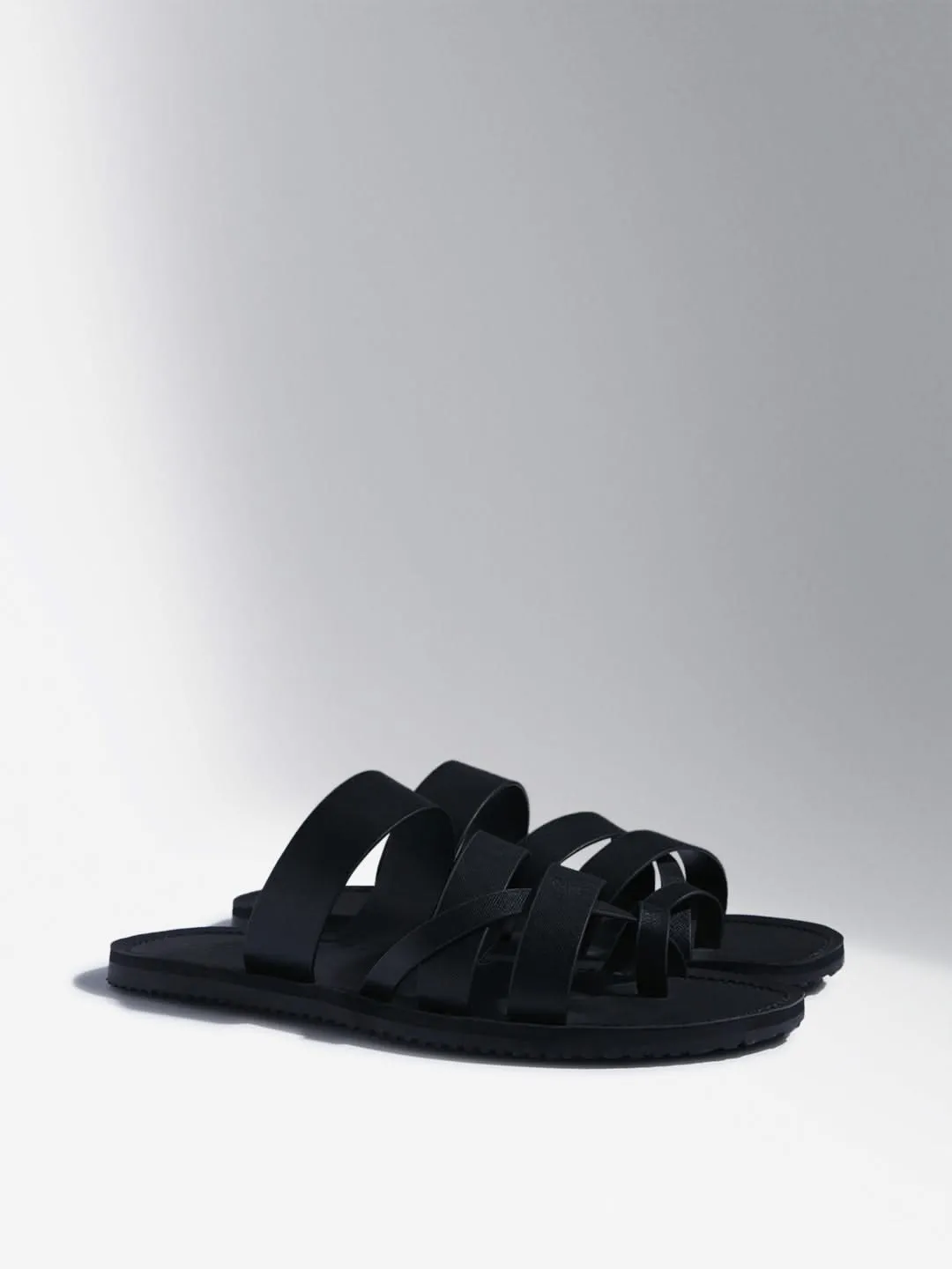 SOLEPLAY Black Strappy Leather Sandals