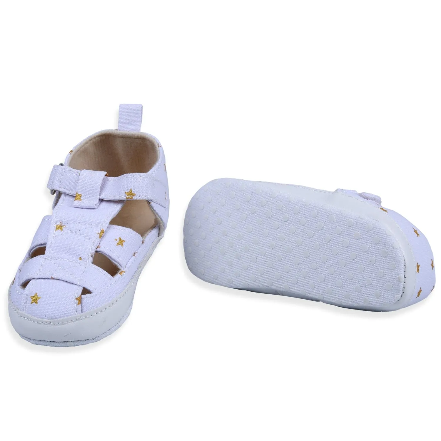 Star Premium Anti-Slip Velcro Hook-Loop Sandal Booties - White