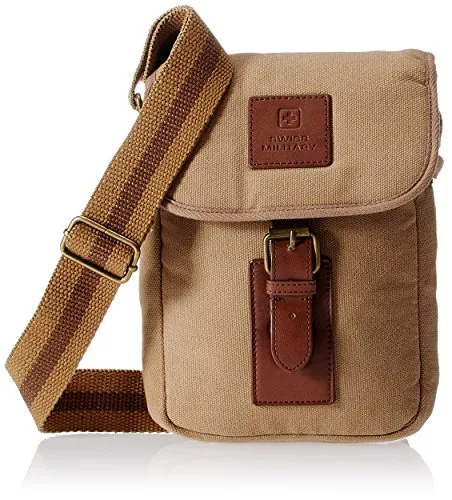 Swiss Military Cama Beige Canvas Sling Bag | Rugged 16 oz Canvas | Versatile Travel Companion | Interior Organization | Small Bag with Sling | 2 Ltr.