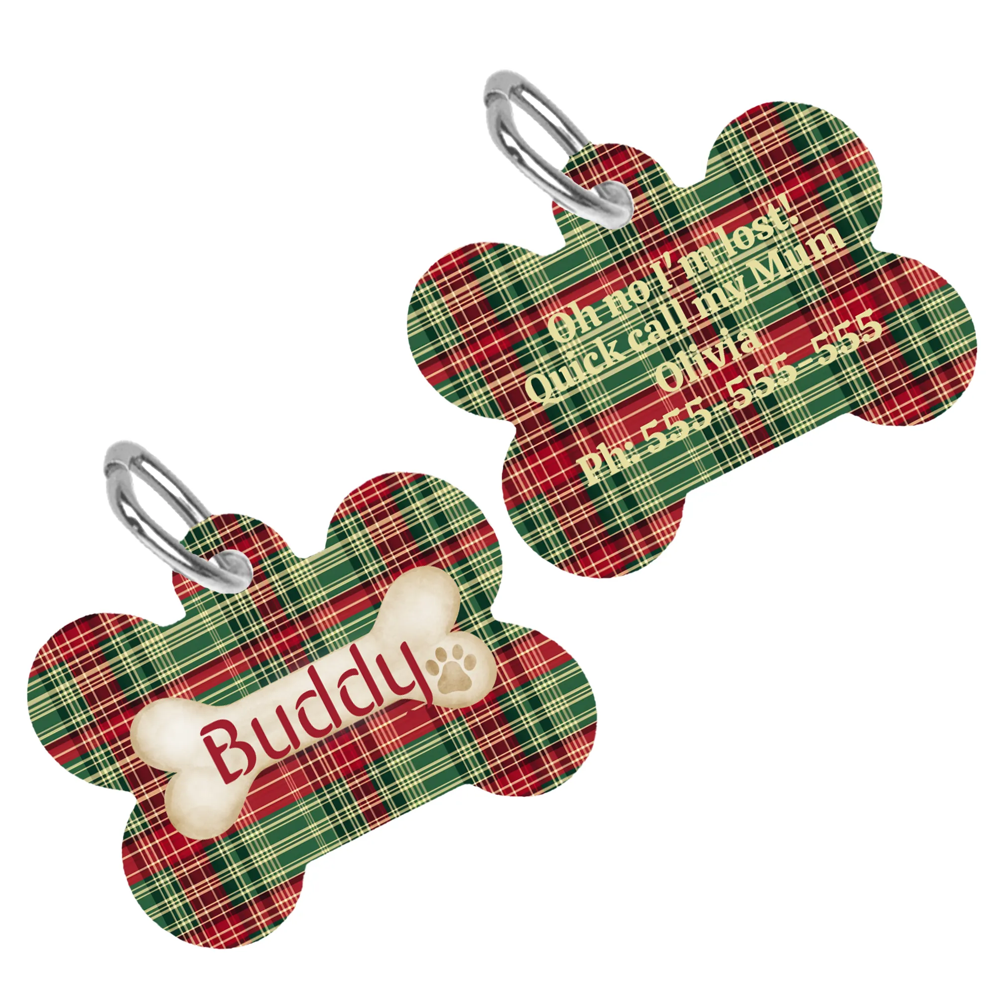 Tartan Collection 19 - Pet Tag Round and Bone Shape, Bandana, Lead, Dinner Bowl, Pet Bed