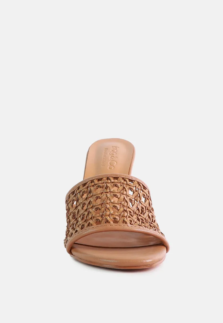 TEASE Mocca Woven Stiletto Slides