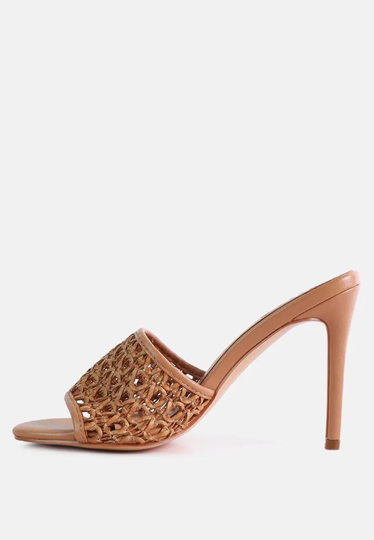 TEASE Mocca Woven Stiletto Slides