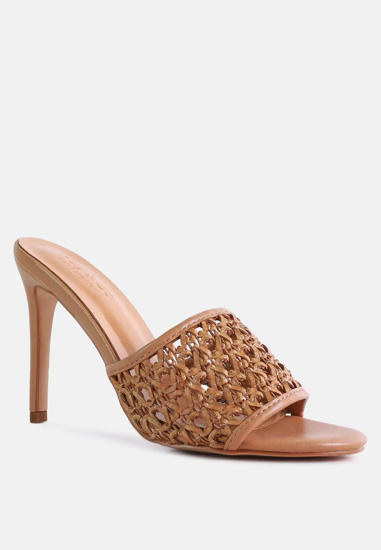 TEASE Mocca Woven Stiletto Slides