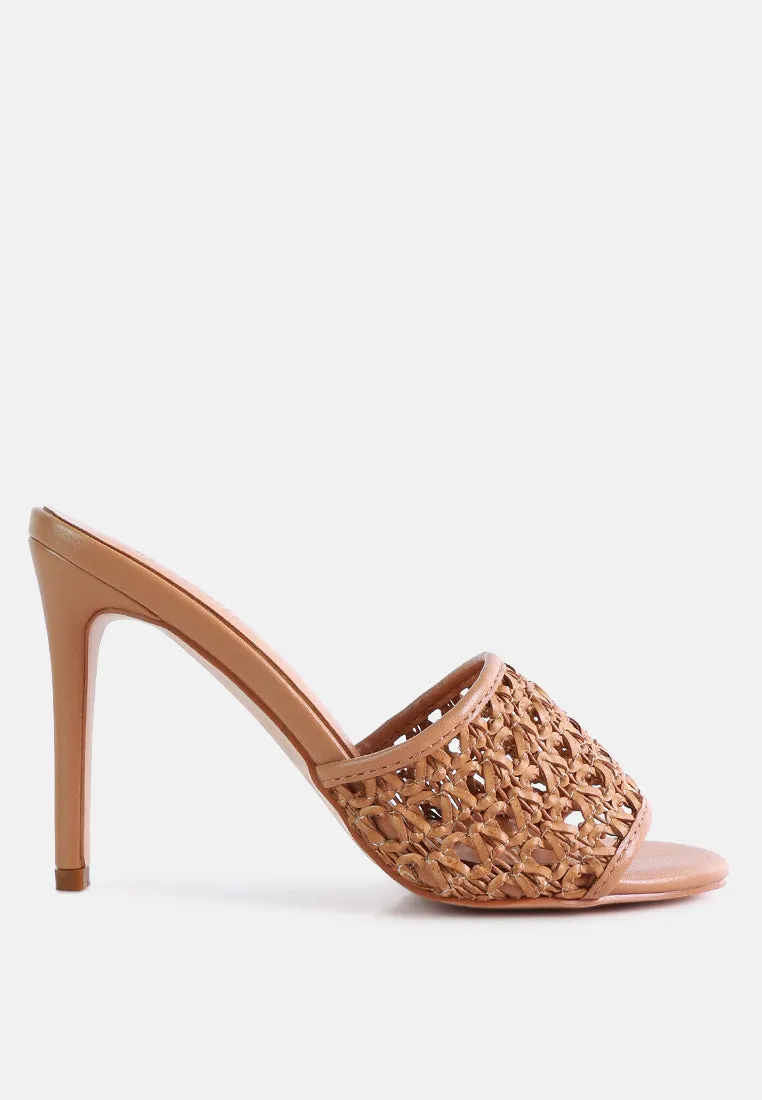 TEASE Mocca Woven Stiletto Slides