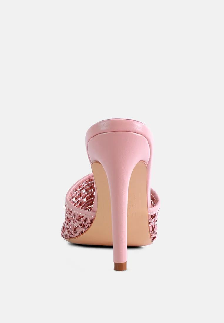 TEASE Pink Woven Stiletto Slides