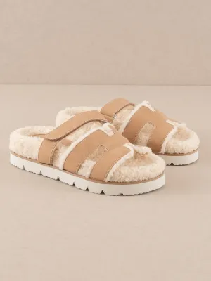 The Alpine | Camel Faux Shearling Sandals